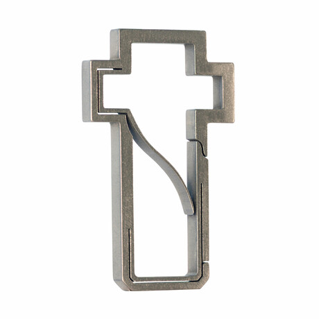 Titanium Keyring // Cross // Stone Tumbled