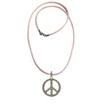 Bali Sterling Silver + 18K Peace Sign Pendant + 18" Pink Silk Cord