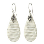 Bali Sterling Silver + 18K Carved Mother of Pearl Earrings