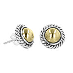 Bali Sterling Silver + 18K Gold Dome Stud Earrings