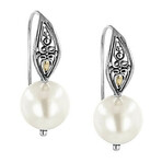 Bali Sterling Silver + 18K White Shell Pearl Earrings