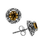 Bali Sterling Silver + Citrine Stud Earrings