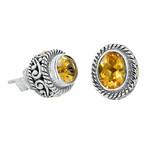 Bali Sterling Silver + 18K Citrine Stud Earrings