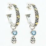 2-in-1 Sterling Silver + 18K Blue Topaz Hoop Earrings