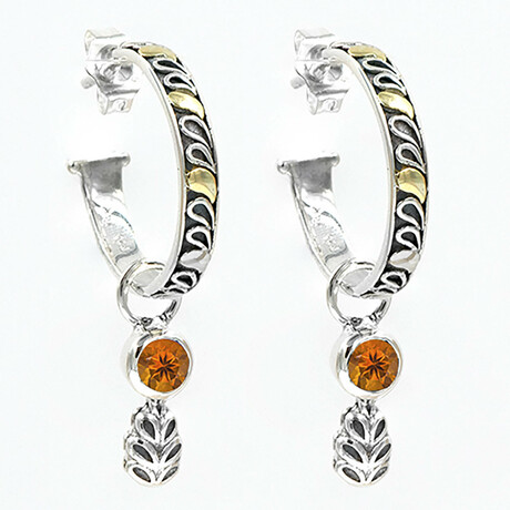 2-in-1 Sterling Silver + 18K Citrine Hoop Earrings