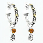 2-in-1 Sterling Silver + 18K Citrine Hoop Earrings