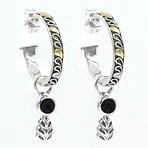 2-in-1 Sterling Silver + 18K Black Spinel Hoop Earrings