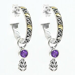 2-in-1 Sterling Silver + 18K Amethyst Hoop Earrings