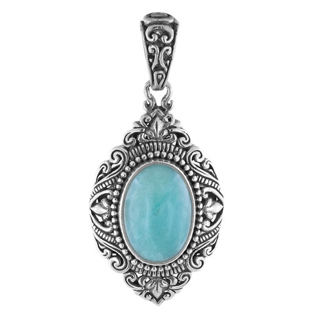 Bali Sterling Silver + Amazonite Pendant + 18" Chain