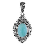Bali Sterling Silver + Amazonite Pendant + 18" Chain