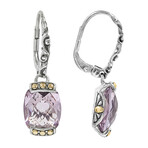 Bali Sterling Silver + 18K Cushion Pink Amethyst Earrings