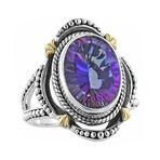 Sterling Silver + 18K Odyssey Green Azotic Quartz Ring (Size 5)