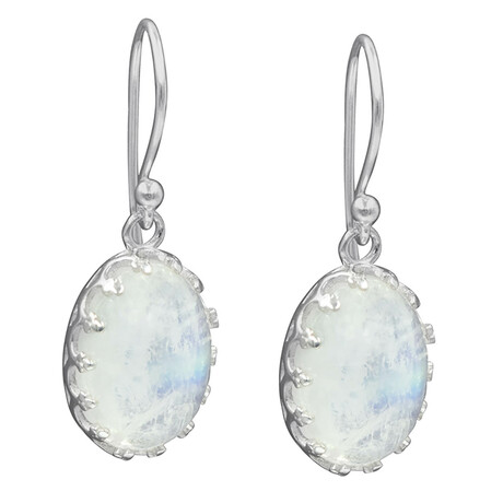 Bali Sterling Silver + Oval Moonstone Earrings