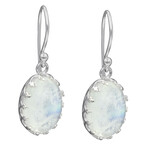 Bali Sterling Silver + Oval Moonstone Earrings