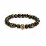 Stephen Lion Head Bracelet // Gold + Black