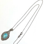 Bali Sterling Silver + Amazonite Pendant + 18" Chain