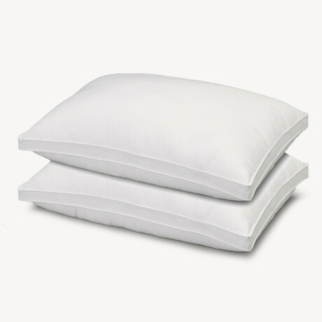 Overstuffed Plush Med/Firm Gusseted Gel Filled Side/Back Sleeper Pillow // Set of 2 (Standard)