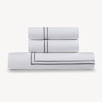 3-Piece Cotton Duvet Cover Set with Satin Stitching // Stone (Full/Queen)