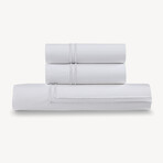 3-Piece Cotton Duvet Cover Set with Satin Stitching // White (Full/Queen)