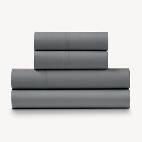 4-Piece 300 TC Percale Cotton Sheet Set // Charcoal (Full)