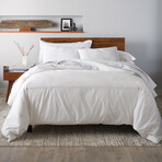 3-Piece Cotton Duvet Cover Set with Satin Stitching // White (Full/Queen)