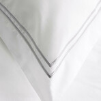 3-Piece Cotton Duvet Cover Set with Satin Stitching // Silver (Full/Queen)