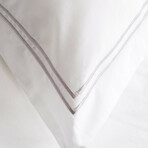 3-Piece Cotton Duvet Cover Set with Satin Stitching // Stone (Full/Queen)