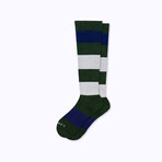 Wool Stripes Companion Socks // Olive (Small)