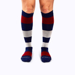 Wool Stripes Companion Socks // Navy (Small)