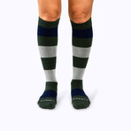 Wool Stripes Companion Socks // Olive (Small)