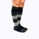 Wool Stripes Companion Socks // Olive (Small)