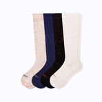 Recycled Cotton Companion Socks // 3 Pairs Socks // Black + Navy + Rose + White (Small)