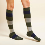 Wool Stripes Companion Socks // Olive (Small)