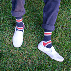 Trio Stripe Companion Socks // Heather Charcoal + Clay (Small)