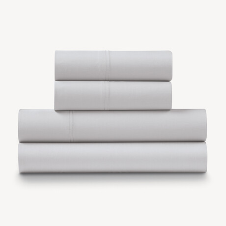 4-Piece 300 TC Percale Cotton Sheet Set // Light Gray (Full)