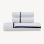 3-Piece Cotton Duvet Cover Set with Satin Stitching // Navy (Full/Queen)