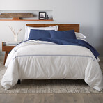 3-Piece Cotton Duvet Cover Set with Satin Stitching // Navy (Full/Queen)