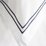 3-Piece Cotton Duvet Cover Set with Satin Stitching // Navy (Full/Queen)