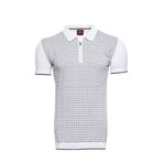 Roland Plaid Zippered Knitted Polo // Ecru (S)