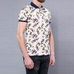 Clinton Floral Printed Polo // Ecru (S)