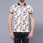 Clinton Floral Printed Polo // Ecru (S)