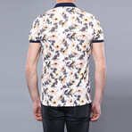 Clinton Floral Printed Polo // Ecru (S)