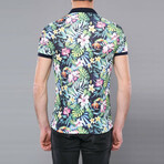 Gideon Floral Printed Polo // Green (S)