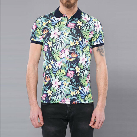 Gideon Floral Printed Polo // Green (S)