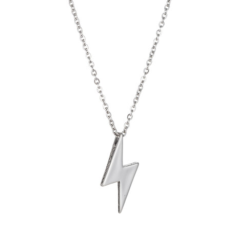 Lightning Bolt Titanium Pendant Necklace // 24"