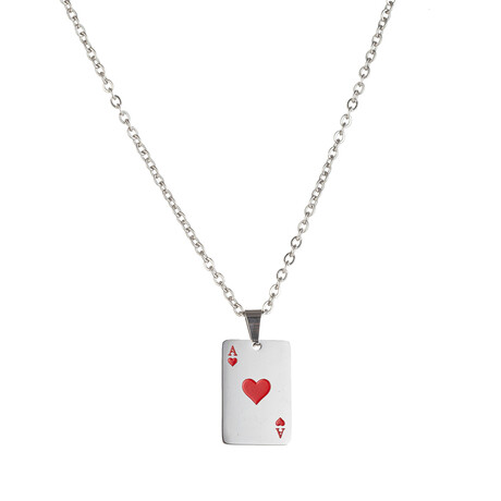 Ace of Hearts Pendant Necklace // 24"