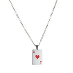 Ace of Hearts Pendant Necklace // 24"