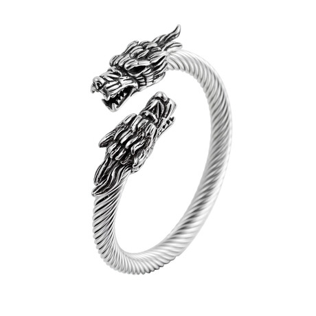 Double Dragon Titanium Wire Bracelet // 3"