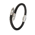 David Spike Cuff Leather + Titanium Bracelet // 8.5"