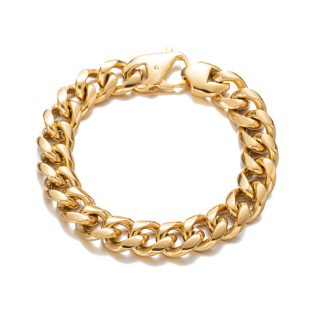 Luther 18K Gold Plated Braided Chain Link Titanium Bracelet // 8.5"
